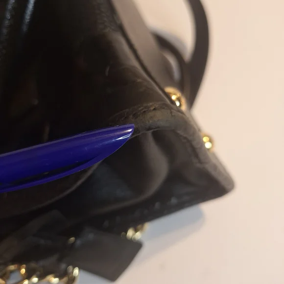 Michael Kors  Mixed Media Haircalf Black Leather Shoulder Bag with Gold Details - Picture 10 of 14